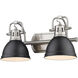 Duncan 2 Light 17 inch Pewter Bath Vanity Wall Light in Matte Black
